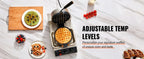 Commercial Waffle Maker, 1300W Round, Non-Stick Rotatable Waffle Baker Machine, Teflon-Coated Baking Pan Stainless Steel Body