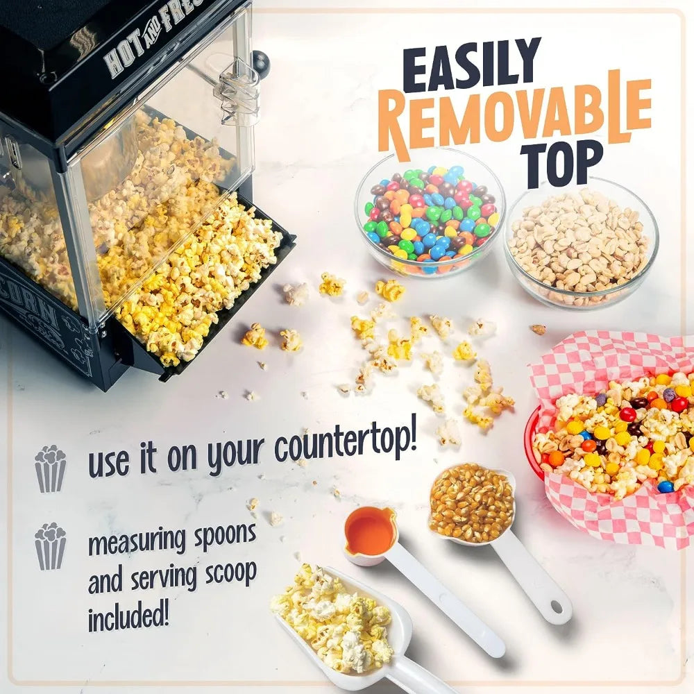 Popcorn Maker Machine - Professional Cart With 2.5 Oz Kettle Makes Up to 10 Cups - Vintage Popcorn Machine Movie Theater Style