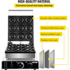 Electric Donut Maker, 9 Holes Commercial Donut Machine, 2000W, Double-Sided Heating, with Non-stick Teflon Coating