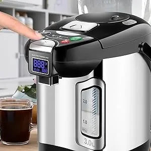 Cyfrowy podgrzewacz wody, 3-litrowy elektryczny dozownik gorącej wody z wyświetlaczem LCD, obrotowa podstawa, automatyczne wyłączanie, blokada bezpieczeństwa