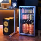 Beverage Refrigerator and Cooler - 120 Can Mini Fridge with Glass Door for Soda Beer or Wine - with Adjustable Removable Shelves