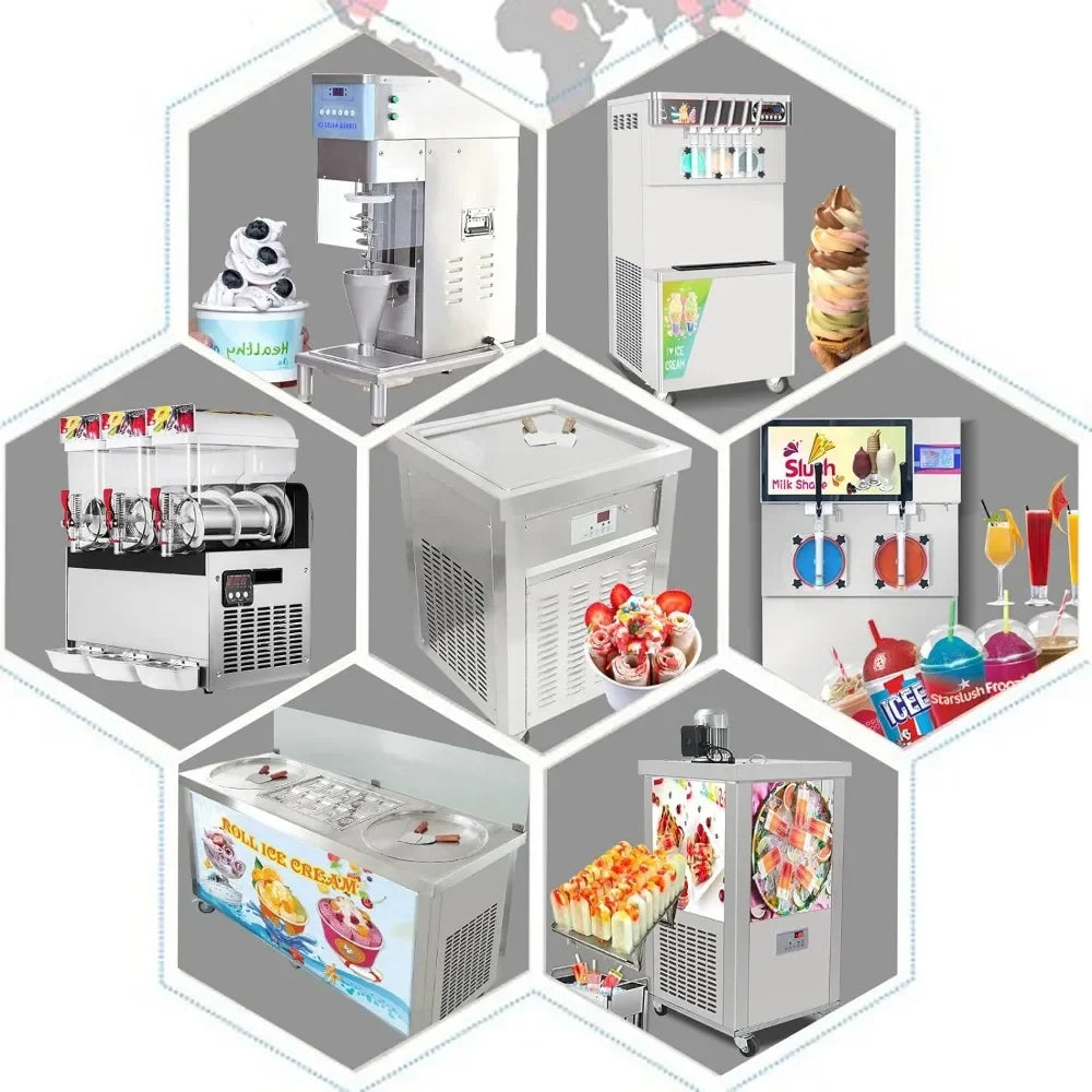 Commercial desktop soft ice cream machine,5 different discharge nozzles,upper water tank for refrigeration,transparent dispenser