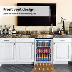 20 Inch Wide Built in Beverage Refrigerator with Clear Glass Front Door, 120 Can Under Counter Cabinet Soda Beer Drink Cooler