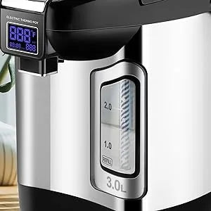 Cyfrowy podgrzewacz wody, 3-litrowy elektryczny dozownik gorącej wody z wyświetlaczem LCD, obrotowa podstawa, automatyczne wyłączanie, blokada bezpieczeństwa