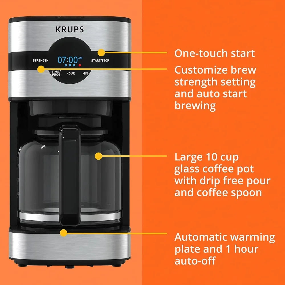 Ekspres przelewowy do kawy Simply Brew ze stali nierdzewnej, 10 filiżanek, 900 watów, sterowanie cyfrowe, filtr do kawy, bez kapania