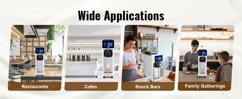 Commercial Ice Cream Maker, Countertop Soft Serve Machine with 4.5L Hopper 1.6L Cylinder Touch Screen Puffing Shortage Alarm