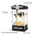 Retro Tabletop Popcorn Popper - 4-oz Stainless-Steel Kettle, Measuring Cups, Bags, and Removable Tray (Black)