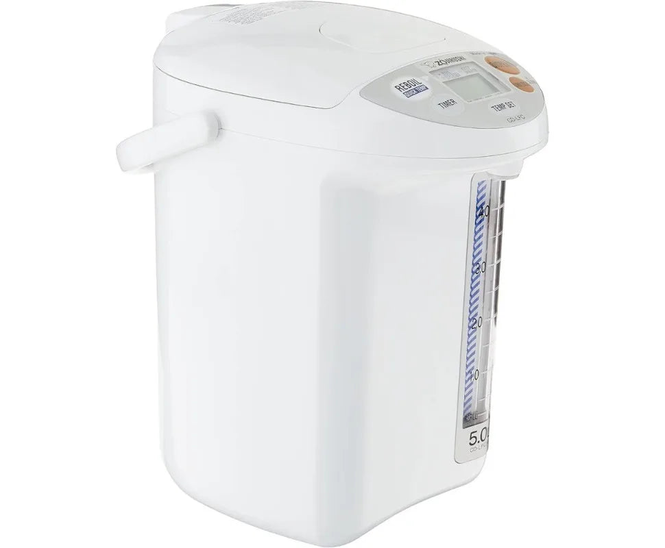 Boiler i podgrzewacz wody Micom. Łatwe do czyszczenia, nieprzywierające wnętrze, 169 oz/5,0 l, biały, cztery ustawienia temperatury, domowe