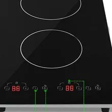 Induction Cooktop- 2 Glass Induction Burner Zones with Adjustable Temperature Settings-1800W Cooker with Digital Touch Sensor