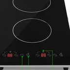 Induction Cooktop- 2 Glass Induction Burner Zones with Adjustable Temperature Settings-1800W Cooker with Digital Touch Sensor