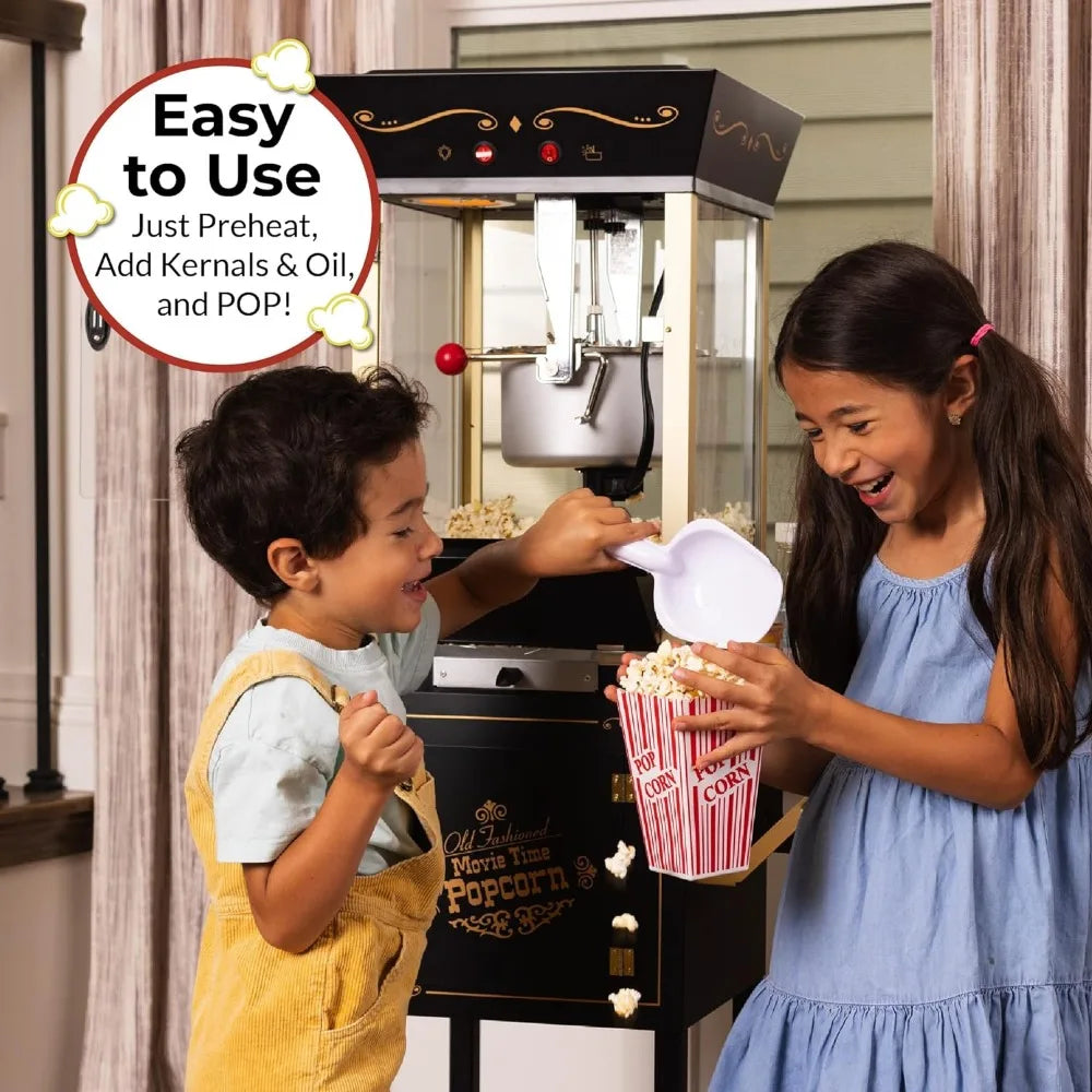 Popcorn Maker Machine, Professional Cart With 8 Oz Kettle Makes Up to 32 Cups, Vintage Popcorn Machine Movie Theater Style - Red