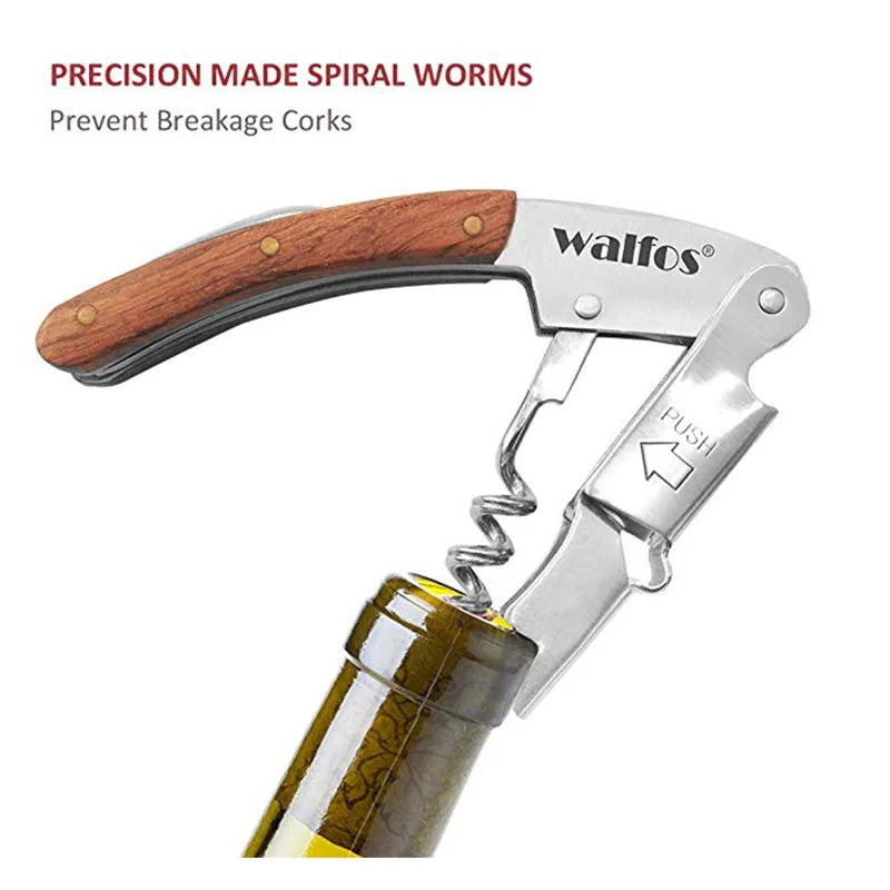 WALFOS High Quality Wood Handle Professional Wine Opener Multifunction Portable Screw Corkscrew Wine Bottle Opener Sea horse Walfos® Kitchenware