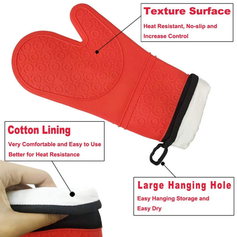 WALFOS 1 Piece Heat Resistant Silicon BBQ Glove-Oven Mitt-Kitchen Cooking Glove With Finger-Household Gloves For Cooking Baking - Walfos® Kitchenware