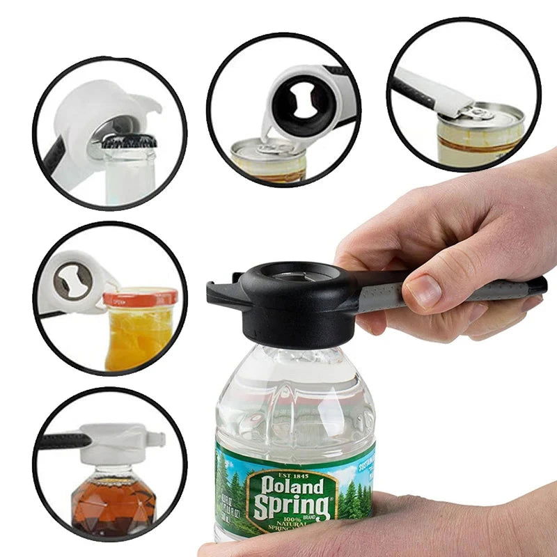 WALFOS 5 in 1 Creative Multifunction Stainless Steel Can Opener Beer Bottle Opener Super Good Jar Opener Kitchen Tool - Walfos® Kitchenware