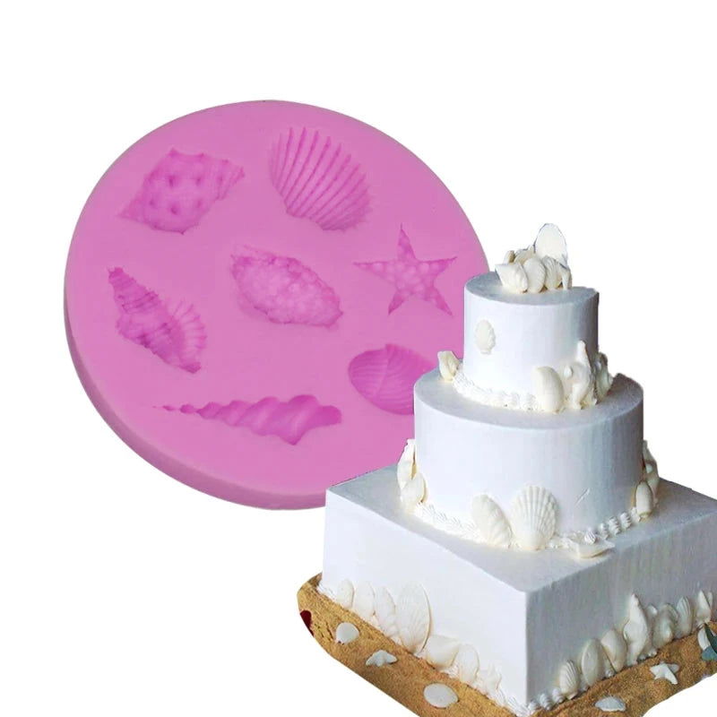 WALFOS 7 Hole Sea Shell Shape Chocolate Silicon Mold Fondant Cake Decoration Mold - Walfos® Kitchenware