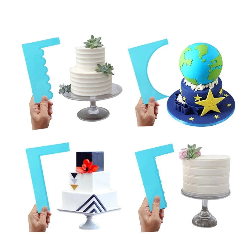 WALFOS Cake Scraper Smoother Fondant Mousse Cream Spatula Edge Smoother Kitchen Cake Pastry Mold Baking Decorating Tools - Walfos® Kitchenware