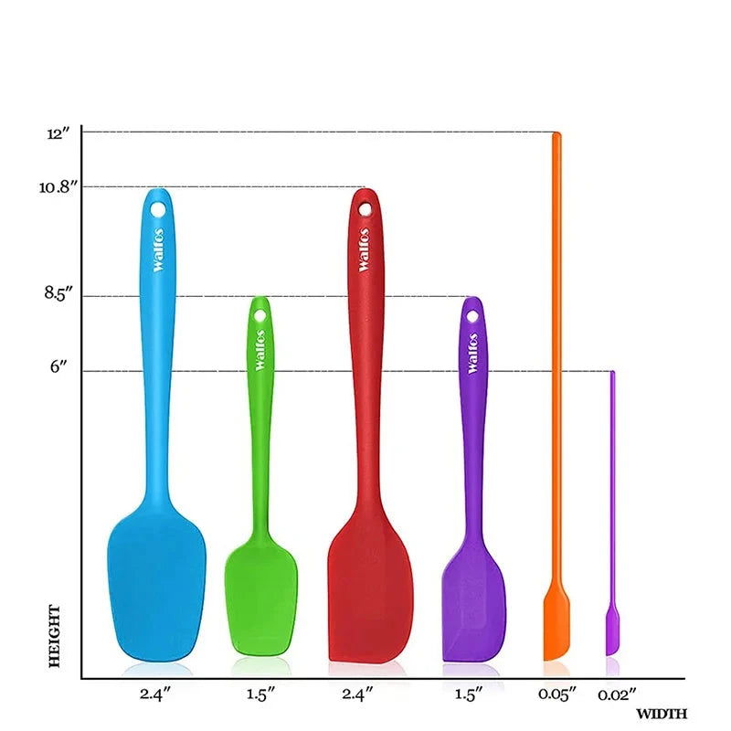 WALFOS Food Grade Non Stick Butter Cooking Silicone Spatula Set Heat Resistant Kitchen Silicone Scraper Spatulas & Mini Spatulas - Walfos® Kitchenware