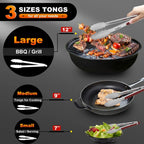 Walfos 1 Piece Red Stainless Steel Kitchen Tongs Food Grade for Cooking Grabbing Objects Duty Locking Non-Slip Grip BBQ Tools - Walfos® Kitchenware