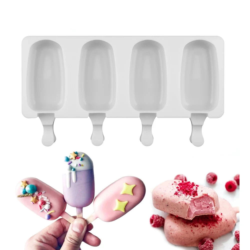 Walfos 4 Cell Big Size Silicone Ice Cream Mold DIY Homemade Dessert Freezer Fruit Juice Ice Pop Maker Mould - Walfos® Kitchenware