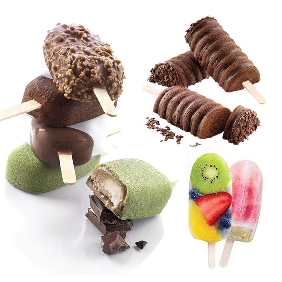 Walfos 4 Cell Big Size Silicone Ice Cream Mold DIY Homemade Dessert Freezer Fruit Juice Ice Pop Maker Mould - Walfos® Kitchenware