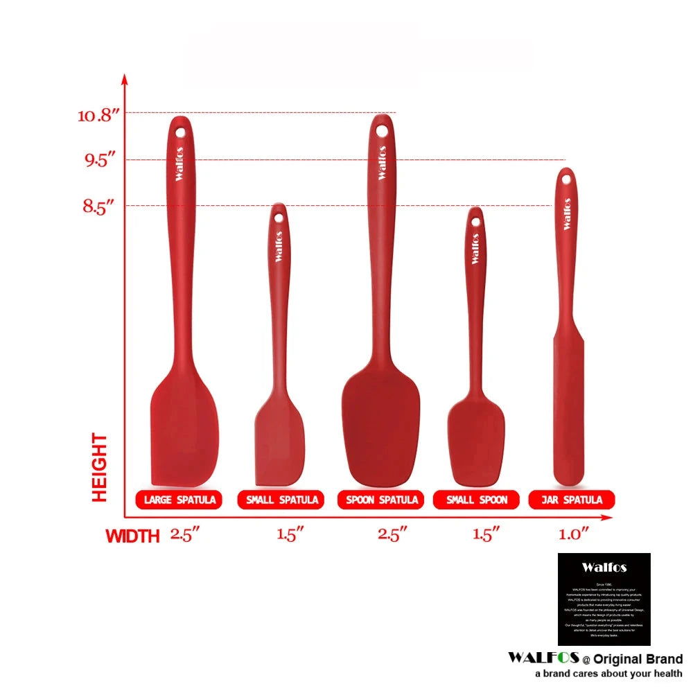 Walfos 5PCS/Set Non-Stick Silicone Spatula Baking Pastry Heat-Resistant Silicone Spatula Kitchen Utensil Cooking Tool - Walfos® Kitchenware