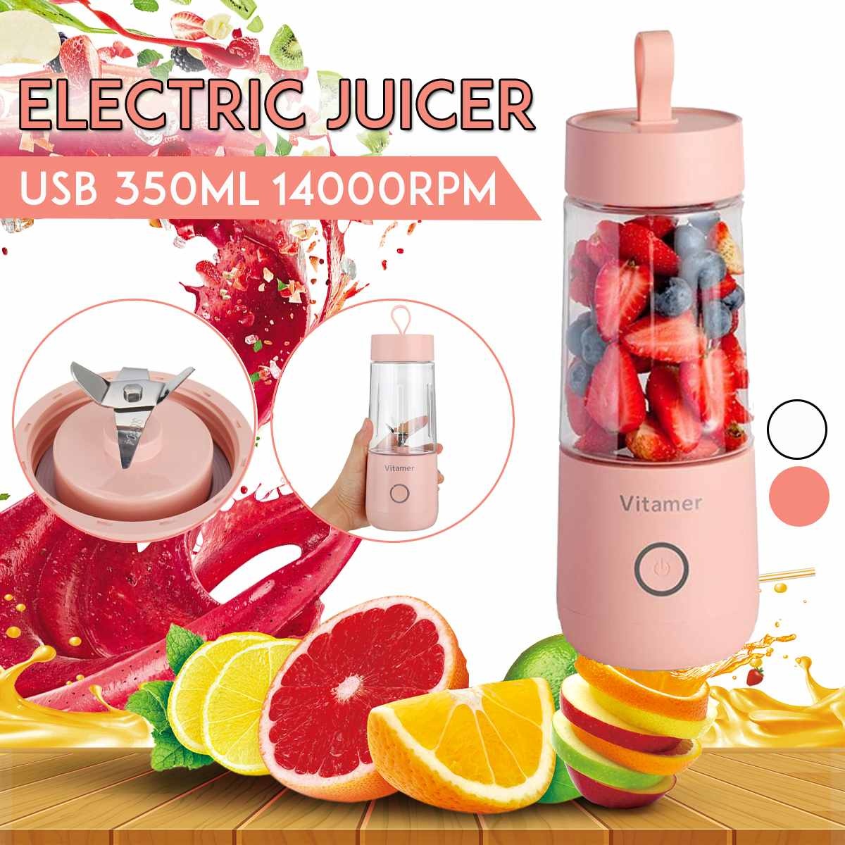 350 ml przenośny blender sokowirówka elektryczny mikser ładowany przez USB Smoothie Slushy Cup butelka do blendera do soków ładowana przez USB kuchenne gadżety